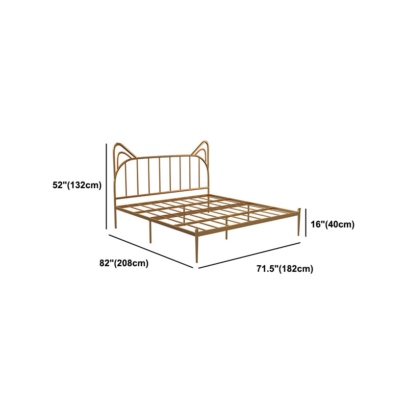 84.65 inch Wide Contemporary Bed Frame Metai Gold Slat Bed with Headboard
