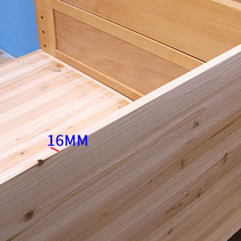 Traditional Style Bed Frame Beech Solid Color Bed with Headboard