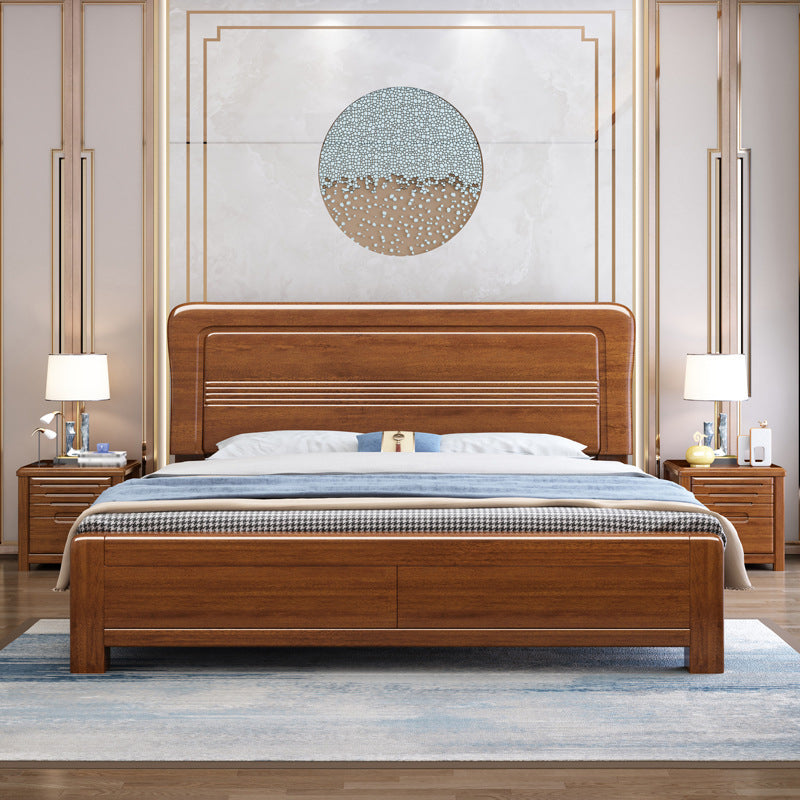Traditional Solid Wood with Headboard Rectangular Panel Panel Bed