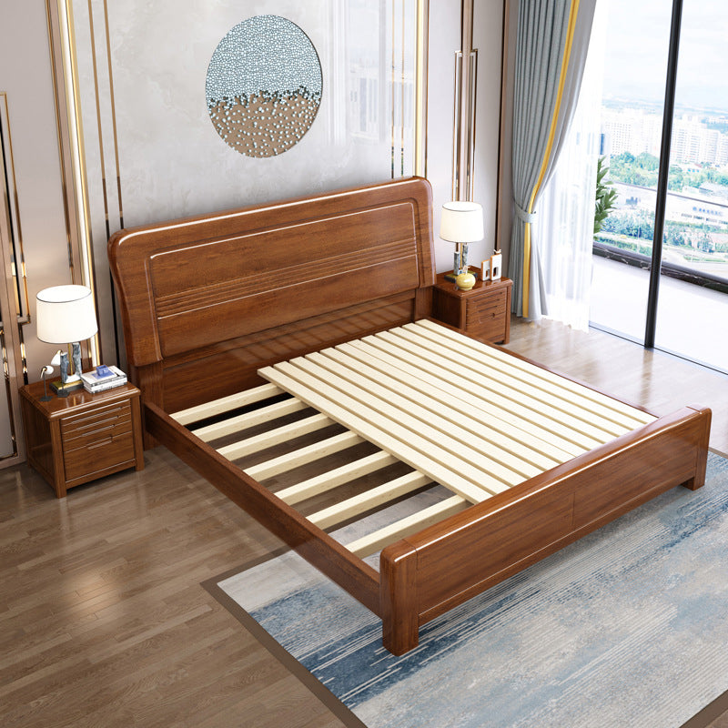 Traditional Solid Wood with Headboard Rectangular Panel Panel Bed