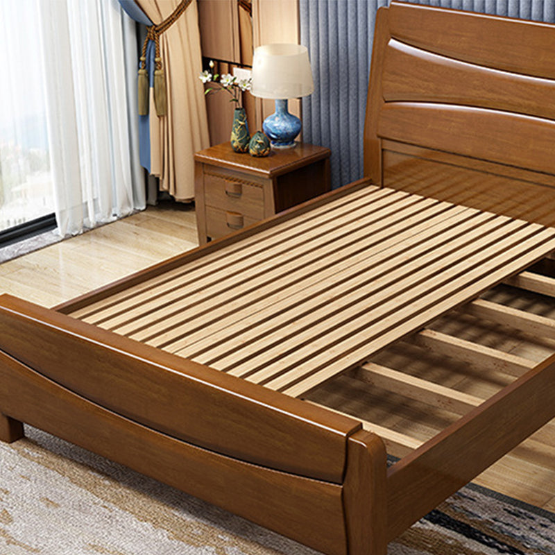 Traditional Rubberwood Panel Rectangular with Headboard Panel Bed