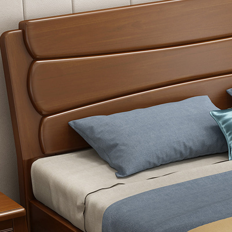 Traditional Rubberwood Panel Rectangular with Headboard Panel Bed