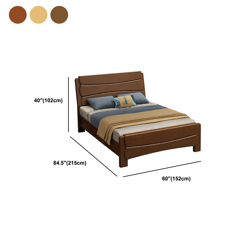 Traditional Rubberwood Panel Rectangular with Headboard Panel Bed