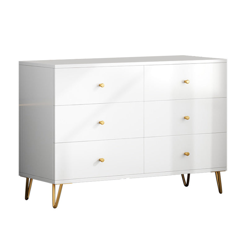 Contemporary White Wooden Chest with Drawers and Metal Legs Accent Chest