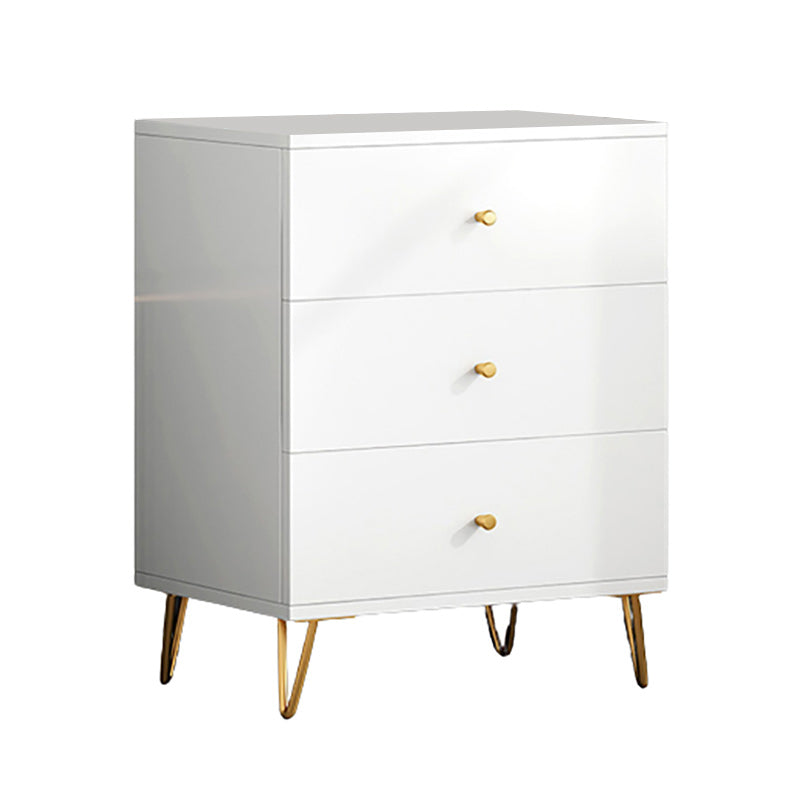 Contemporary White Wooden Chest with Drawers and Metal Legs Accent Chest