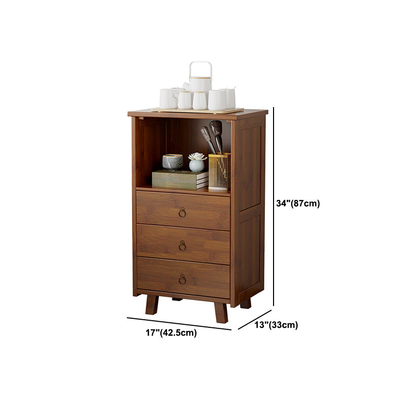 Mid-Century Modern Accent Chest with Drawers and Shelf in Brown