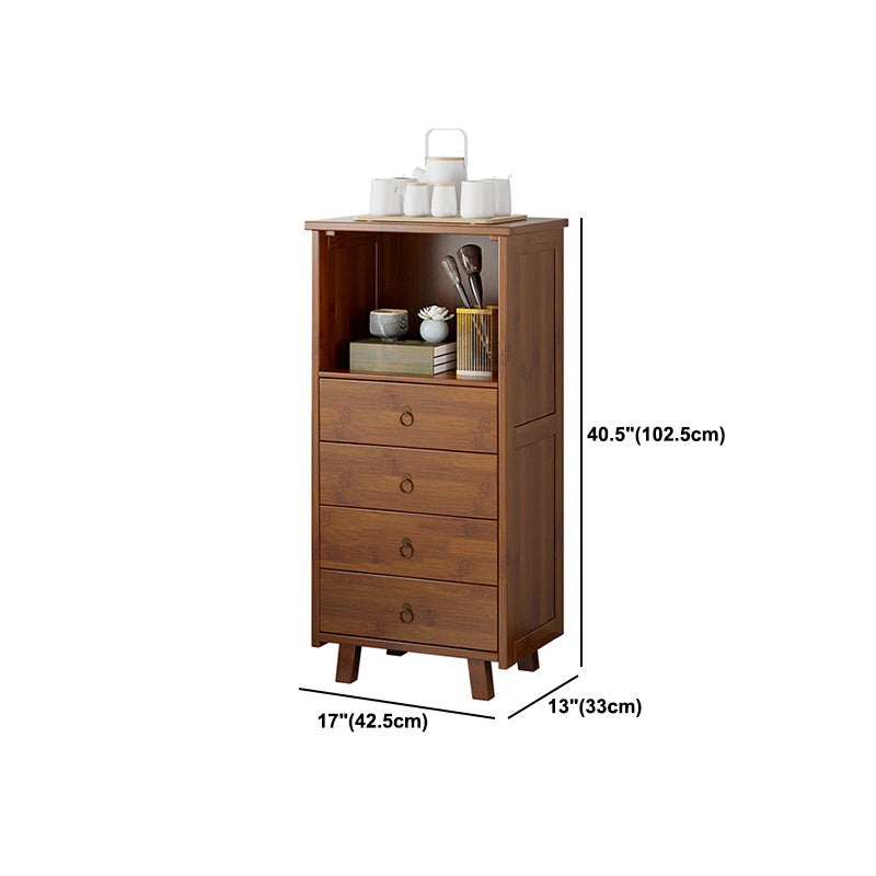 Mid-Century Modern Accent Chest with Drawers and Shelf in Brown
