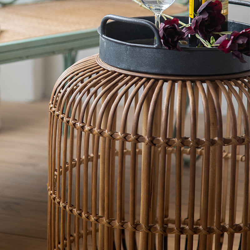 French Country Distressed Rattan Coffee Table Frame Metal Cocktail Table