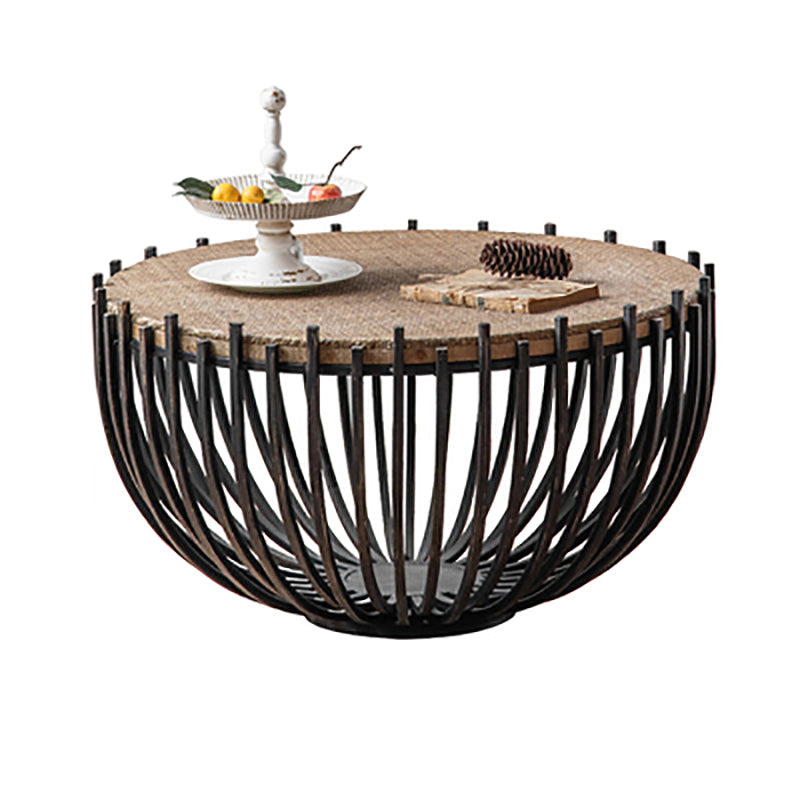 French Country Distressed Rattan Coffee Table Frame Metal Cocktail Table
