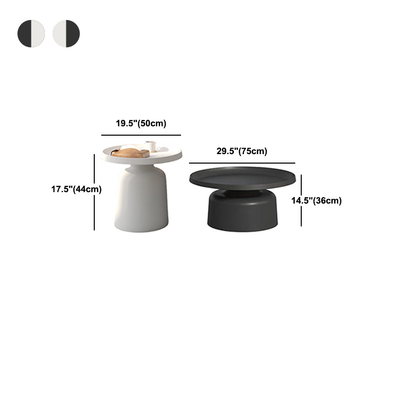Mid-Century Iron Coffee Table Pedestal Round Tray Top Cocktail Table Set