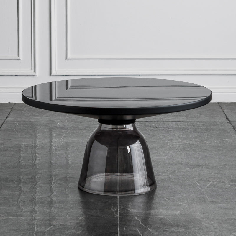 Pedestal Cone Coffee Table Modern Round Glass Top Cocktail Table