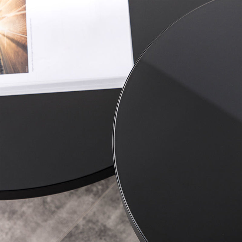 Pedestal Cone Coffee Table Modern Round Glass Top Cocktail Table