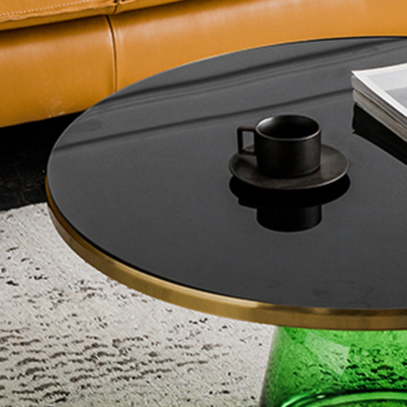 Pedestal Cone Coffee Table Modern Round Glass Top Cocktail Table