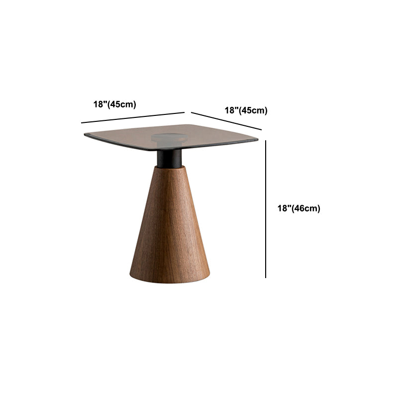 Square Glass Top Coffee Table in Brown Modern Pedestal Cocktail Table