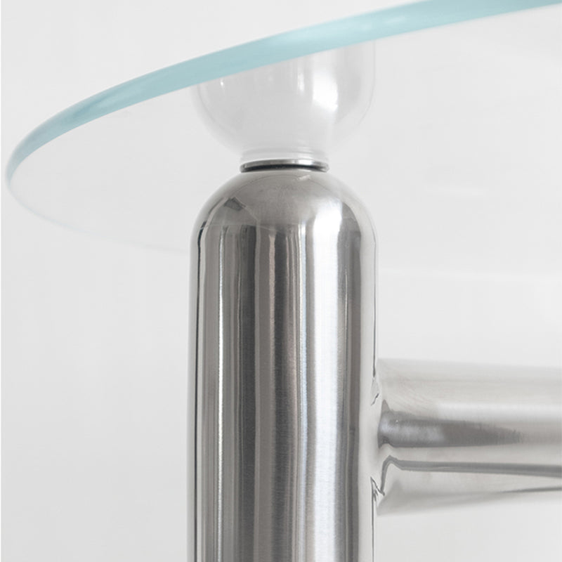 Round Glass Coffee Cocktail Table Steel 3 Legs 1 Single Coffee Table