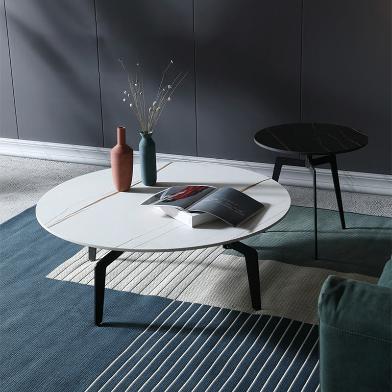 Glam Slate Coffee Cocktail Table Metal Black 4 Legs Cocktail Tabl