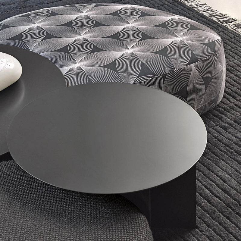 Mid-Century Modern Iron Coffee Table Black Round Cocktail Table