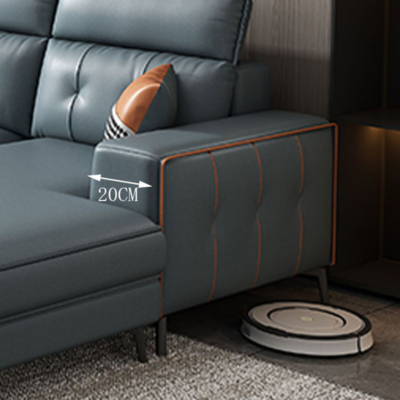 Modern 5-seat Faux Leather Sectional Square Arm Sectional with 4 Pillows