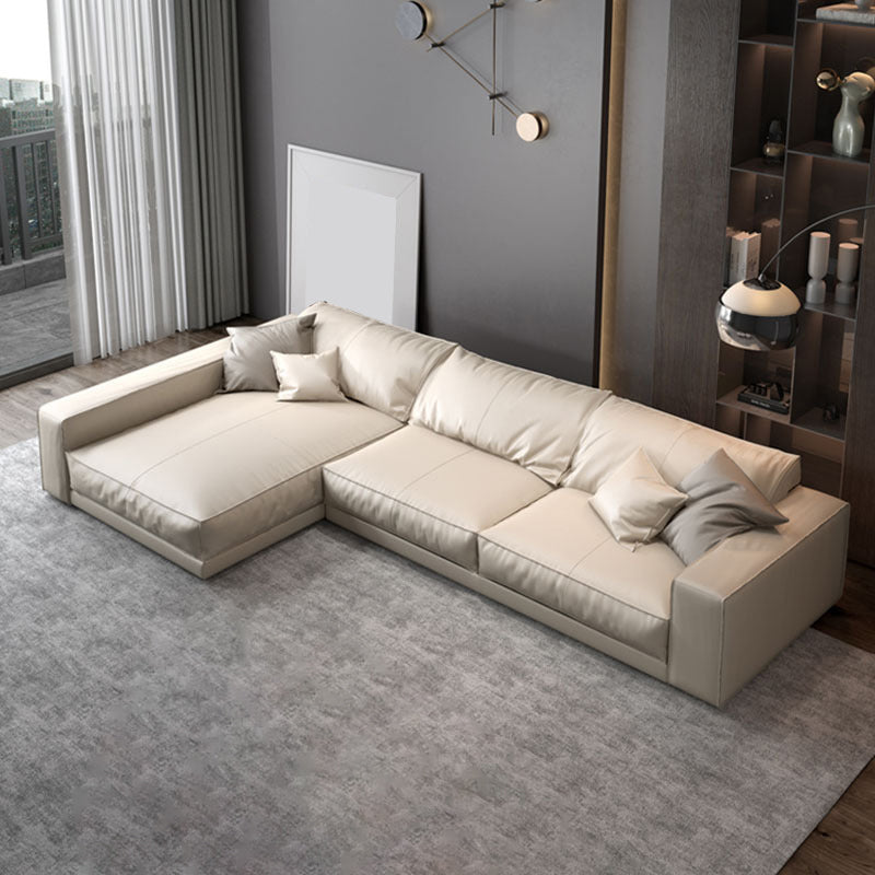 Square Arm Sectional Sofa Contemporary 3-seater Leather Sectional
