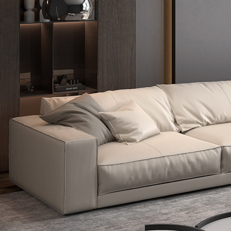 Square Arm Sectional Sofa Contemporary 3-seater Leather Sectional