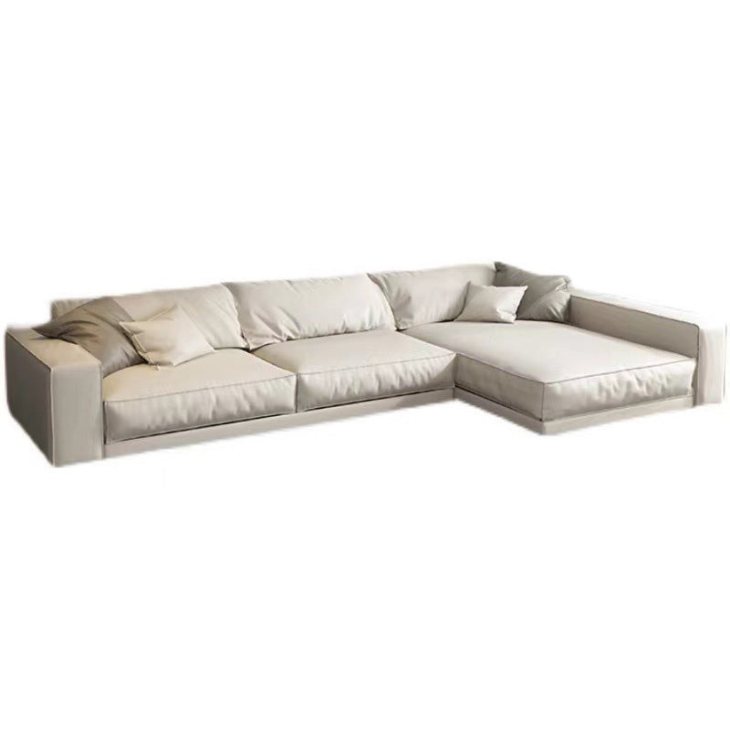 Square Arm Sectional Sofa Contemporary 3-seater Leather Sectional