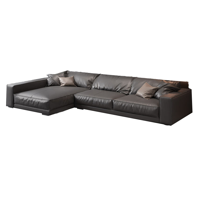 Square Arm Sectional Sofa Contemporary 3-seater Leather Sectional