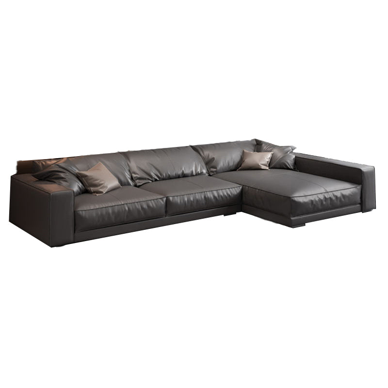 Square Arm Sectional Sofa Contemporary 3-seater Leather Sectional
