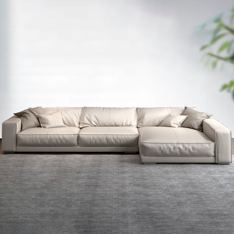 Square Arm Sectional Sofa Contemporary 3-seater Leather Sectional