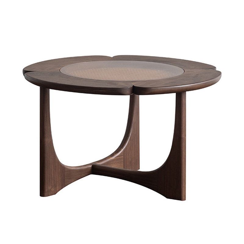Glass-Topped Coffee Cocktail Table with Cross Legs Contemporary Coffee Table