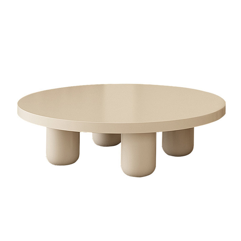 Wooden 4 Legs Coffee Table Round Minimalist Coffee Table for Living Room