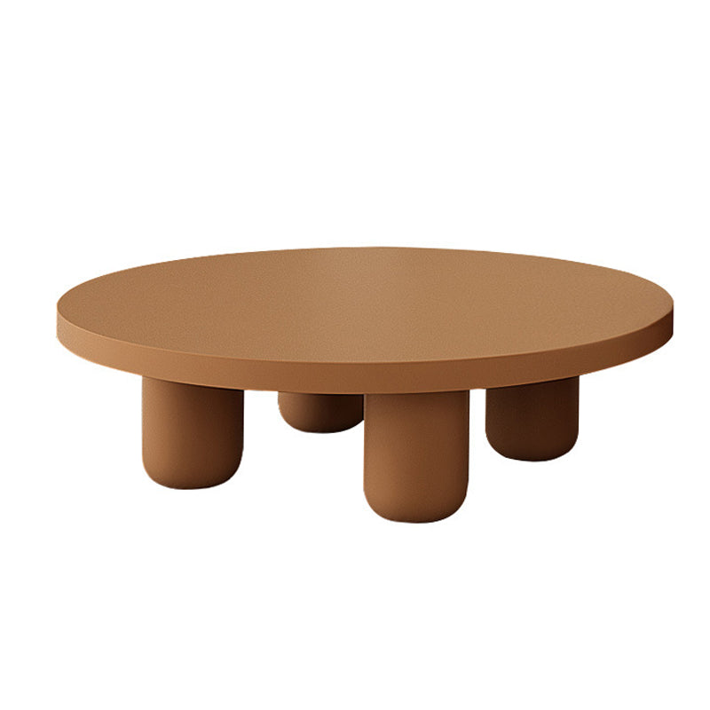 Wooden 4 Legs Coffee Table Round Minimalist Coffee Table for Living Room