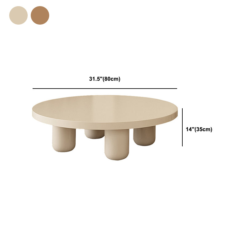 Wooden 4 Legs Coffee Table Round Minimalist Coffee Table for Living Room