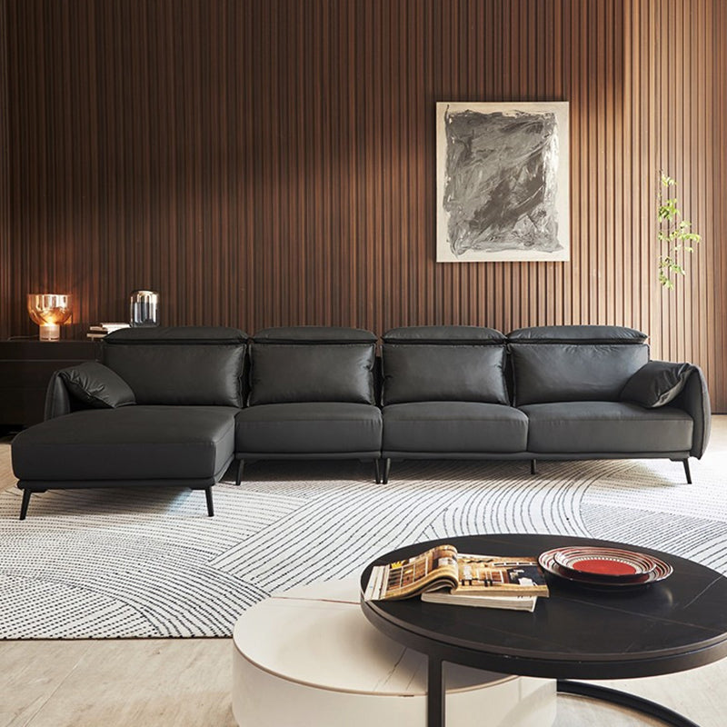 Genuine Leather Sectional Adjustable Pillow Top Arm Sectional Sofa