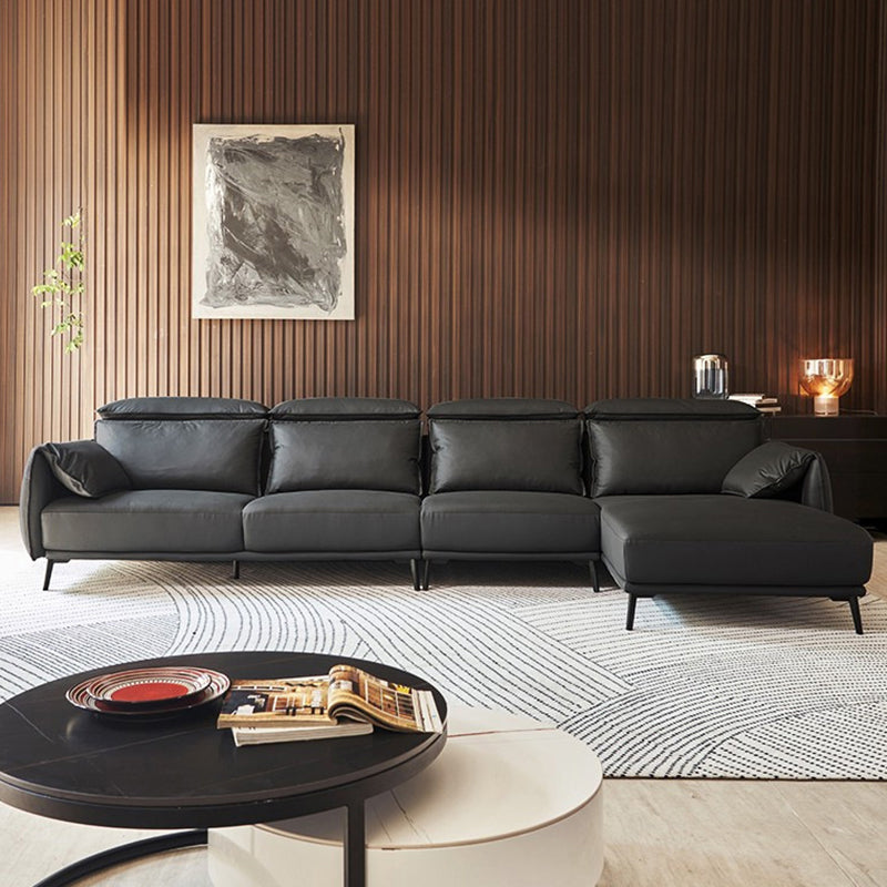 Genuine Leather Sectional Adjustable Pillow Top Arm Sectional Sofa