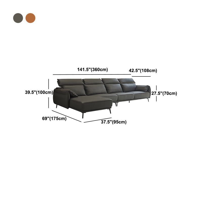 Genuine Leather Sectional Adjustable Pillow Top Arm Sectional Sofa