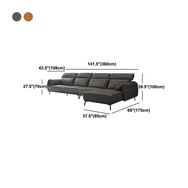 Genuine Leather Sectional Adjustable Pillow Top Arm Sectional Sofa