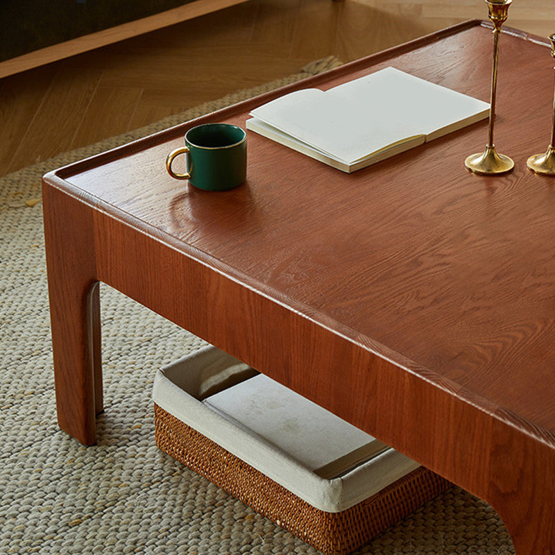 4 Legs Wooden Coffee Table Tray Top Brone Coffee Table 15.7" High