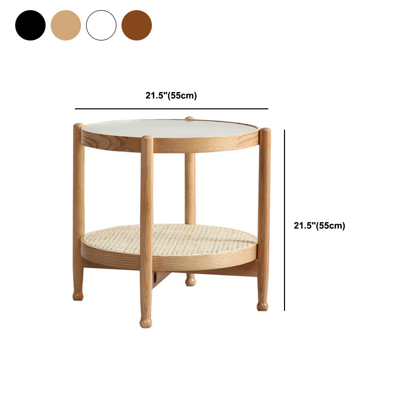 Glass-Topped Coffee Cocktail Table with Shelf Contemporary 4 Legs Coffee Table