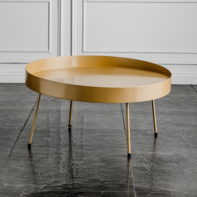 Metal Round Coffee Table Mid-Century Modern 4 Legs Cocktail Table