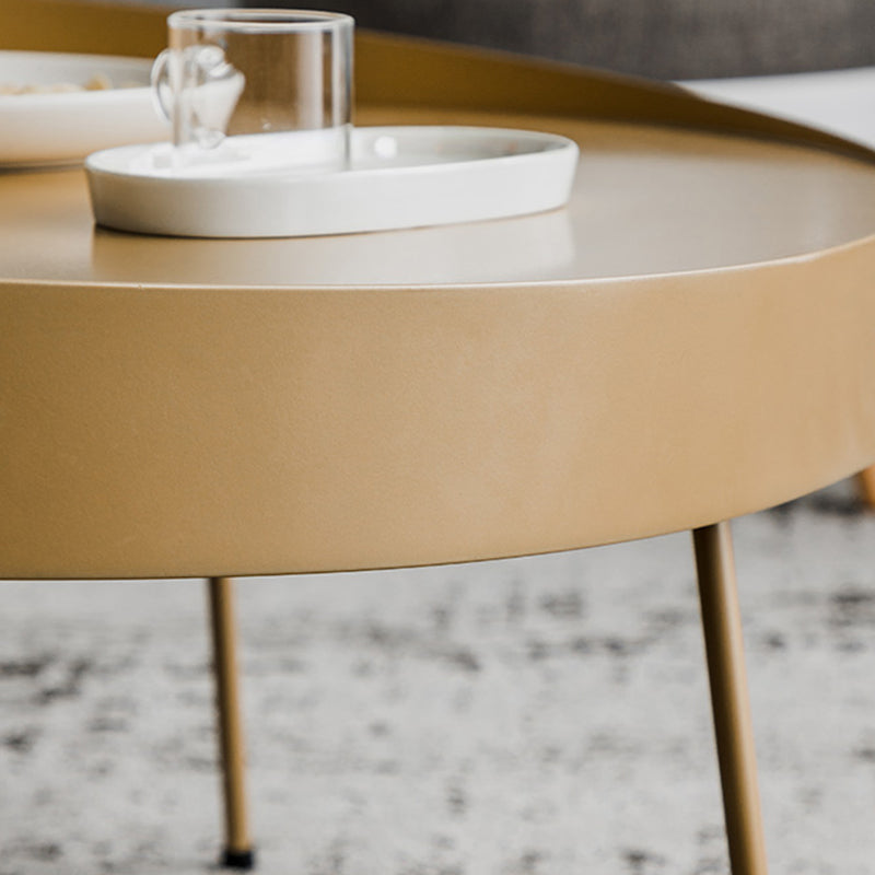 Metal Round Coffee Table Mid-Century Modern 4 Legs Cocktail Table