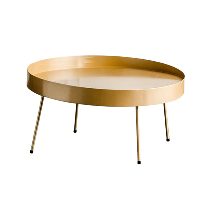 Metal Round Coffee Table Mid-Century Modern 4 Legs Cocktail Table