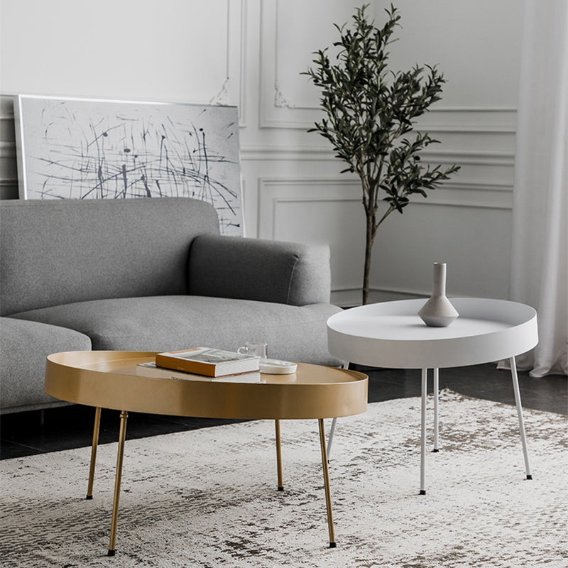 Metal Round Coffee Table Mid-Century Modern 4 Legs Cocktail Table