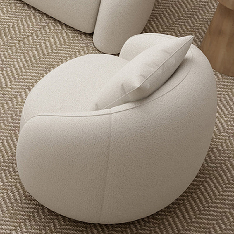 Modern Style Curved Sofa with Pillows Sloped Armed Sofa in White