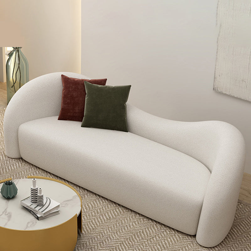 Modern Style Curved Sofa with Pillows Sloped Armed Sofa in White