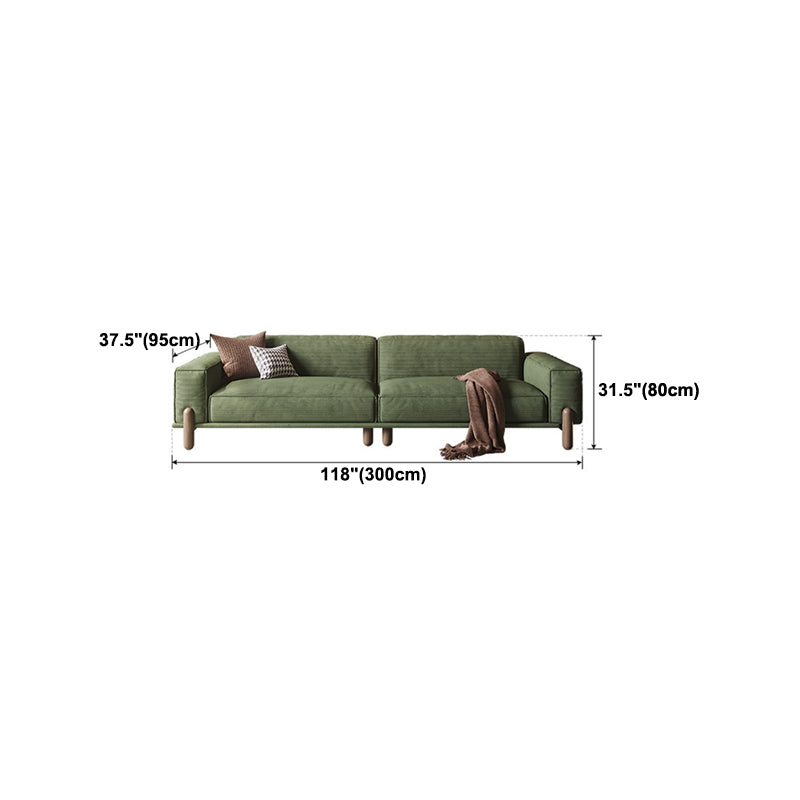 Modern Style Corduroy Sofa 30.7" High Square Arm Sofa in Green