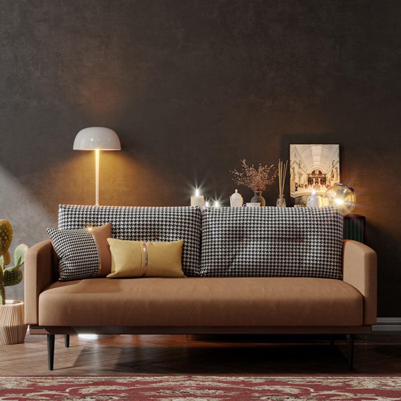 29.5" H Contemporary Faux Leather Square Arm Sofa for Living Room