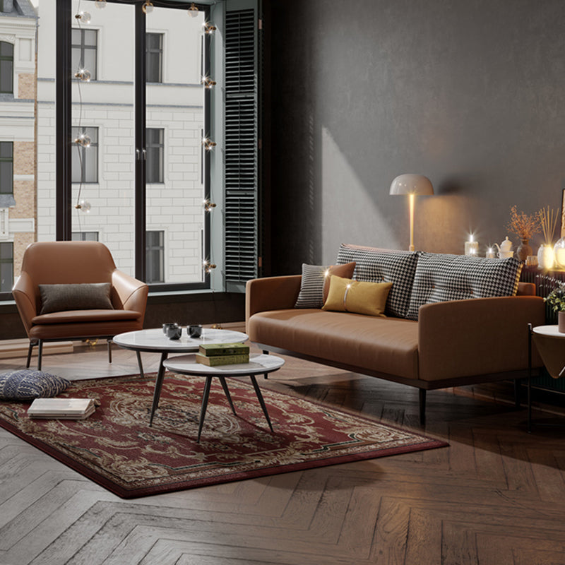 29.5" H Contemporary Faux Leather Square Arm Sofa for Living Room