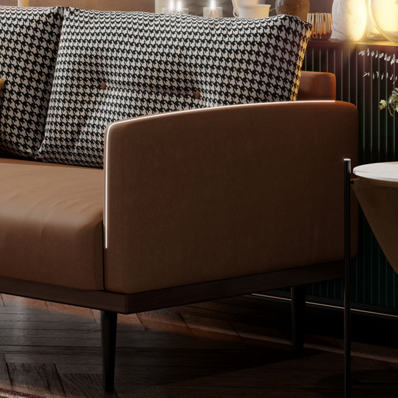 29.5" H Contemporary Faux Leather Square Arm Sofa for Living Room