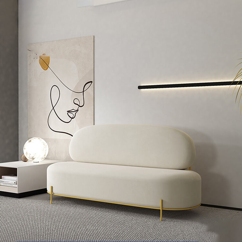 Contemporary White / Orange 31.5" H Velvet Armless Sofa for Living Room