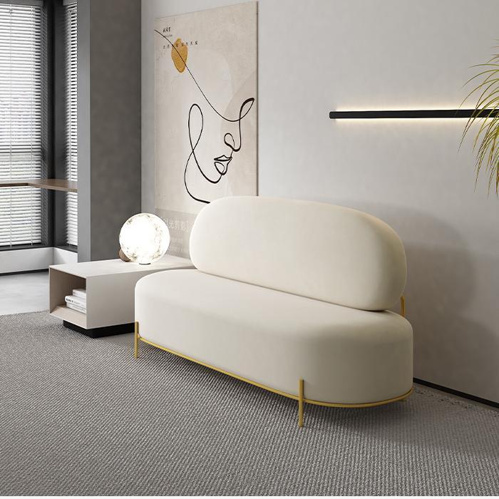 Contemporary White / Orange 31.5" H Velvet Armless Sofa for Living Room